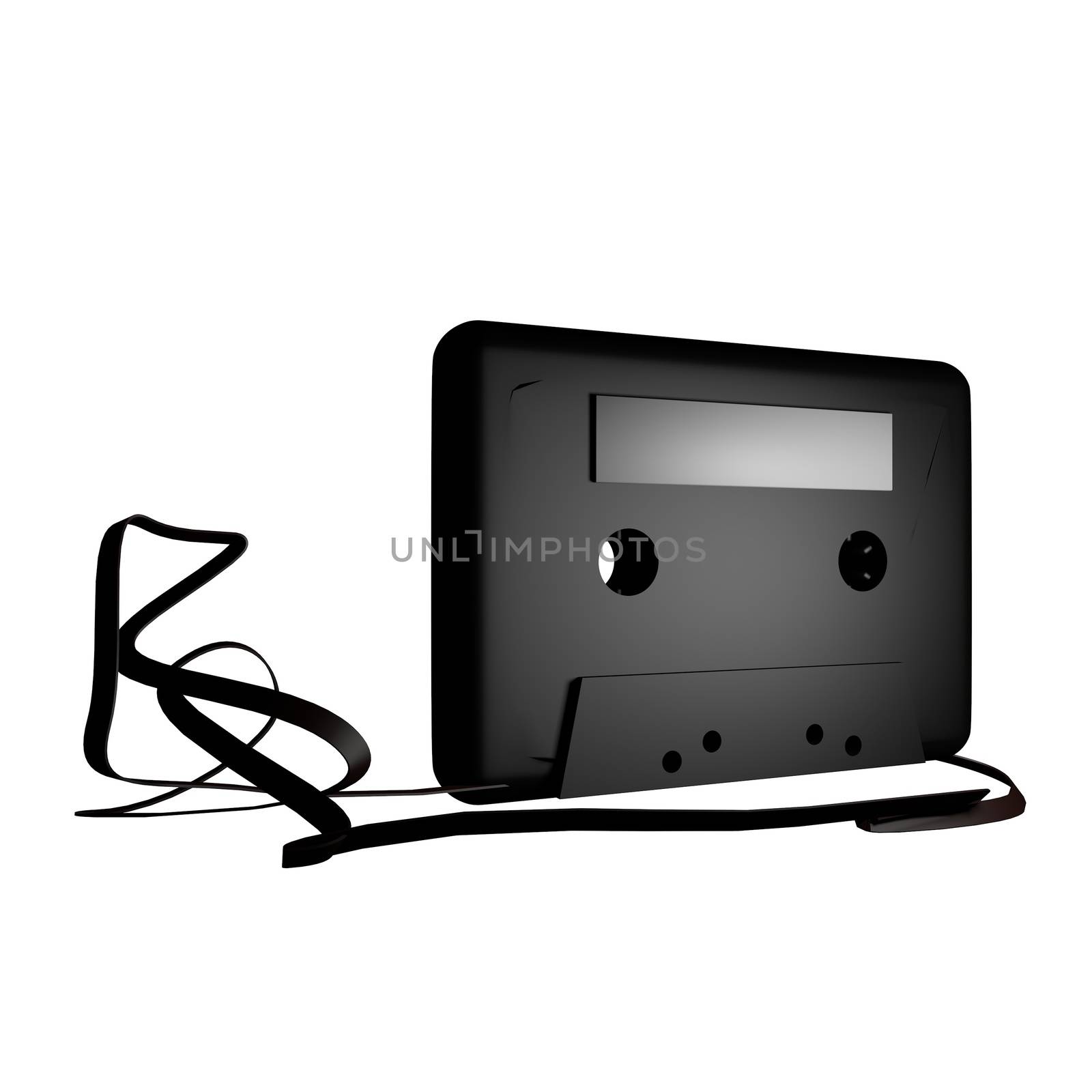 Black tape isolated over white, 3d render