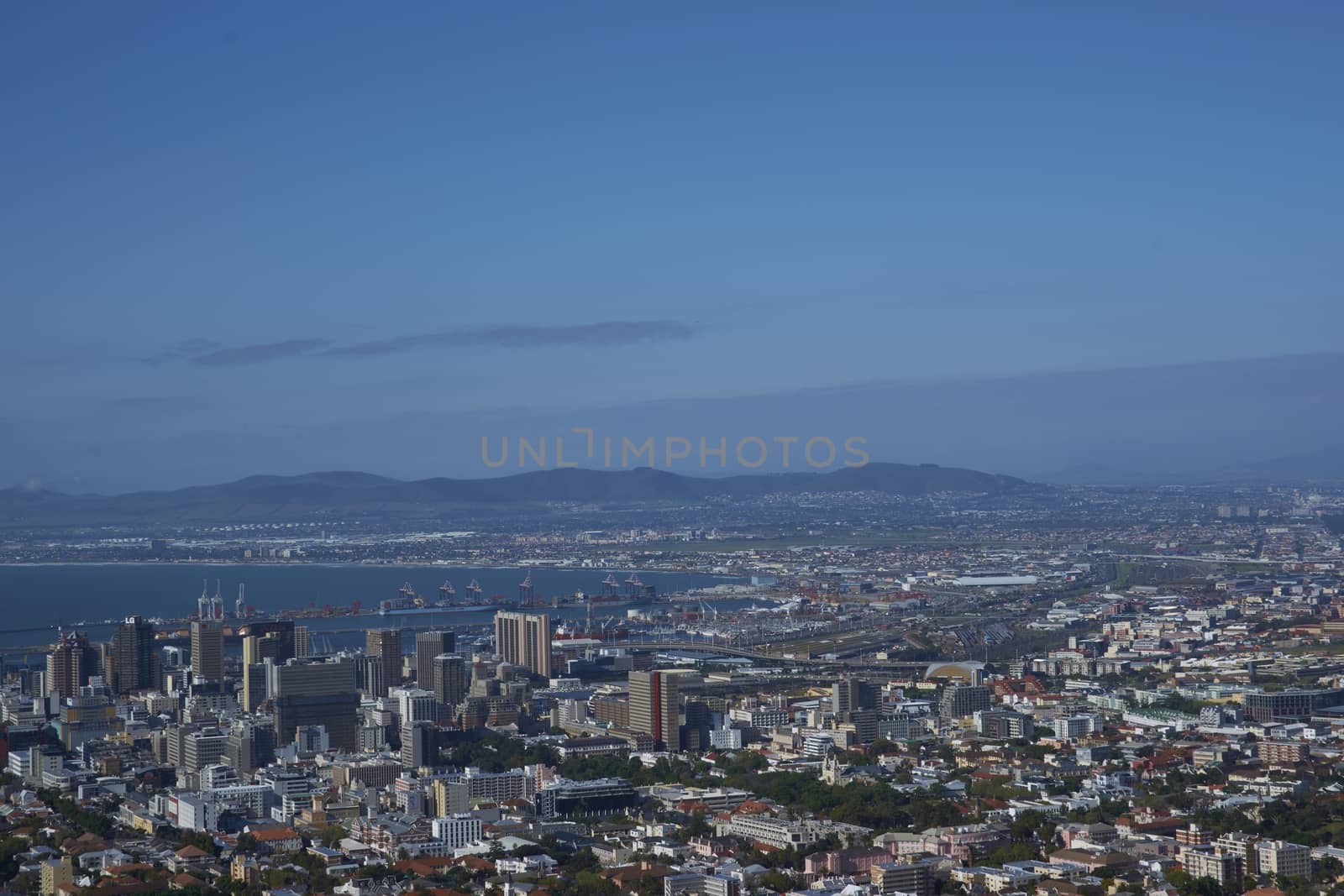 Cape Town in South Africa. Large city and port on the Atlantic Ocean