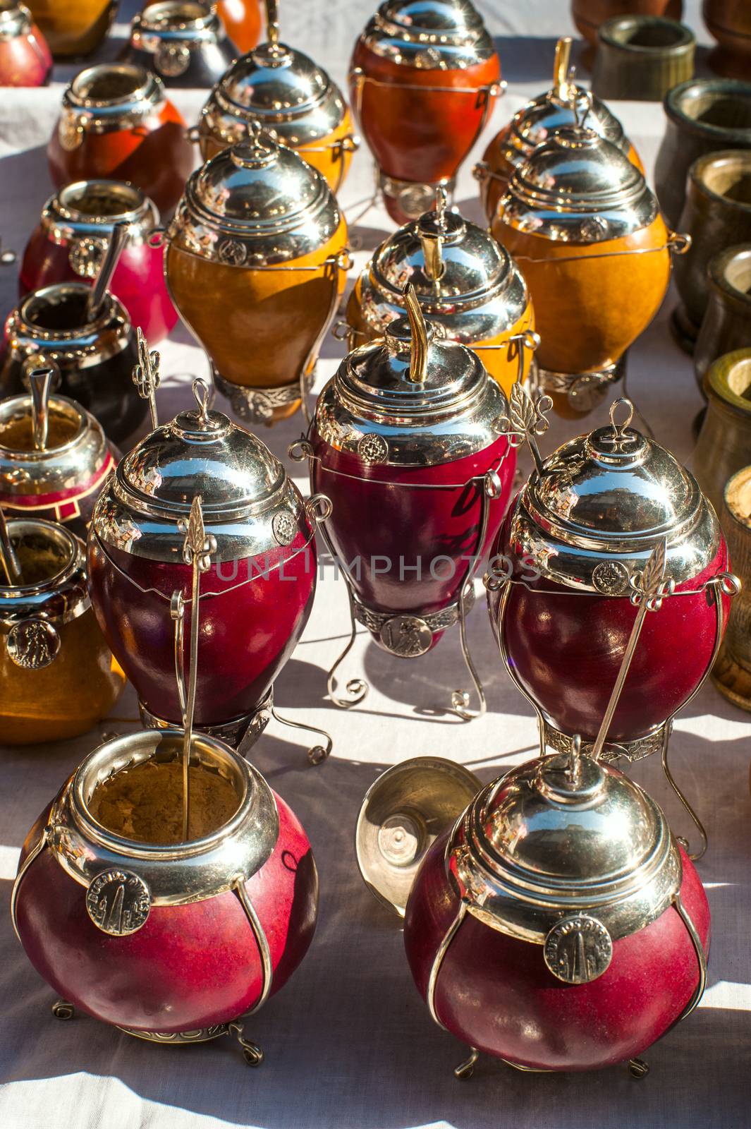 Yerba mate cups sold in the market in San Telmo, Buenos Aires, Argentina