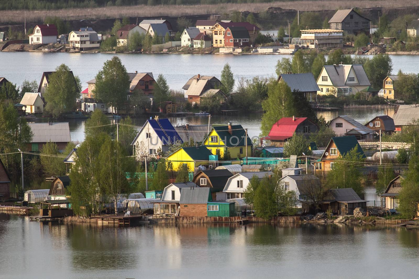   Cottage settlement by the lake near Novokuznetsk, Russia