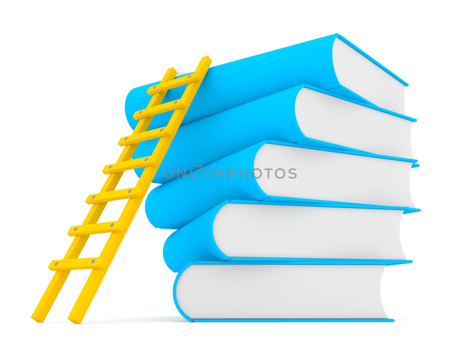 ladder on stack of books, 3d