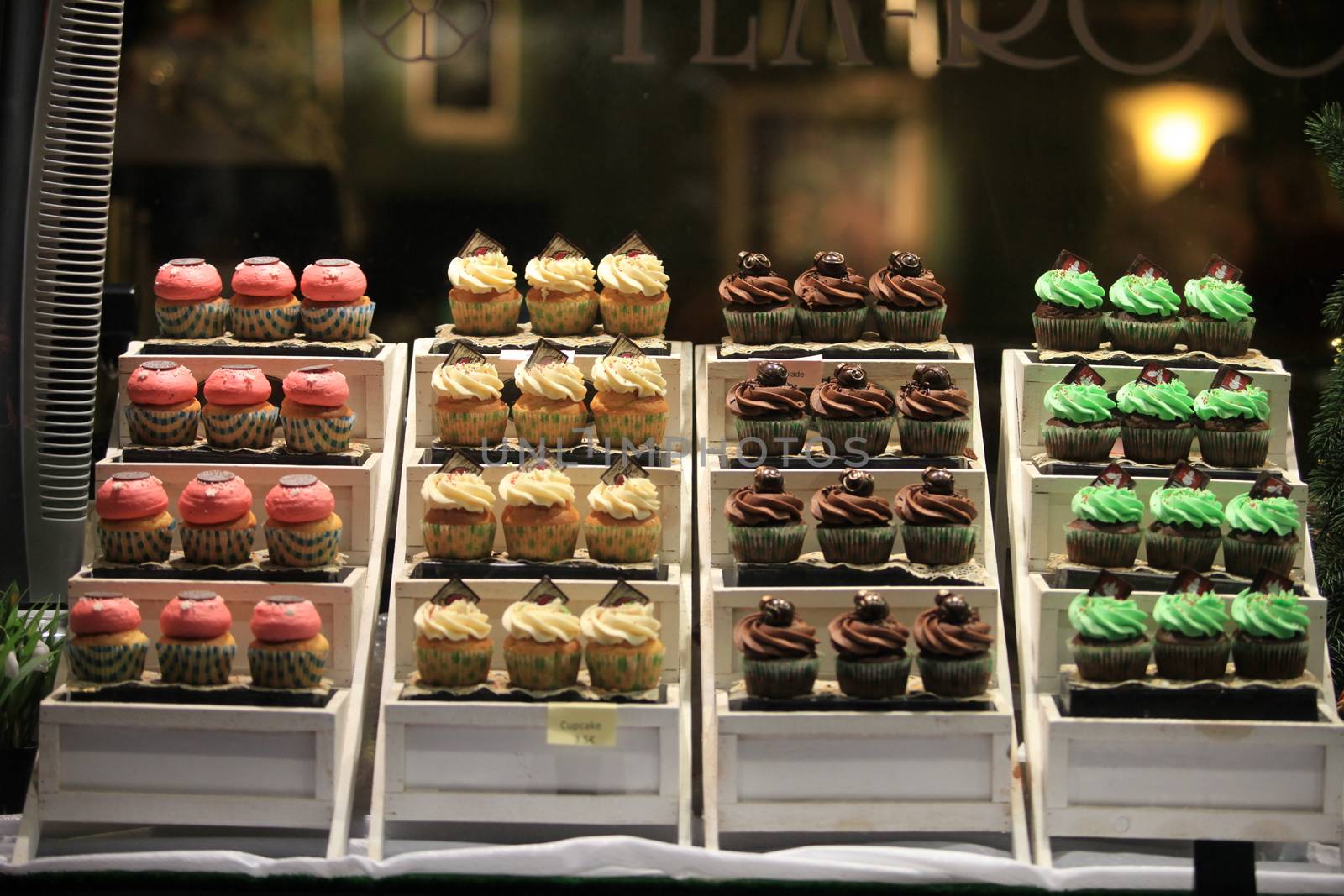 Cupcakes in the window a candy store