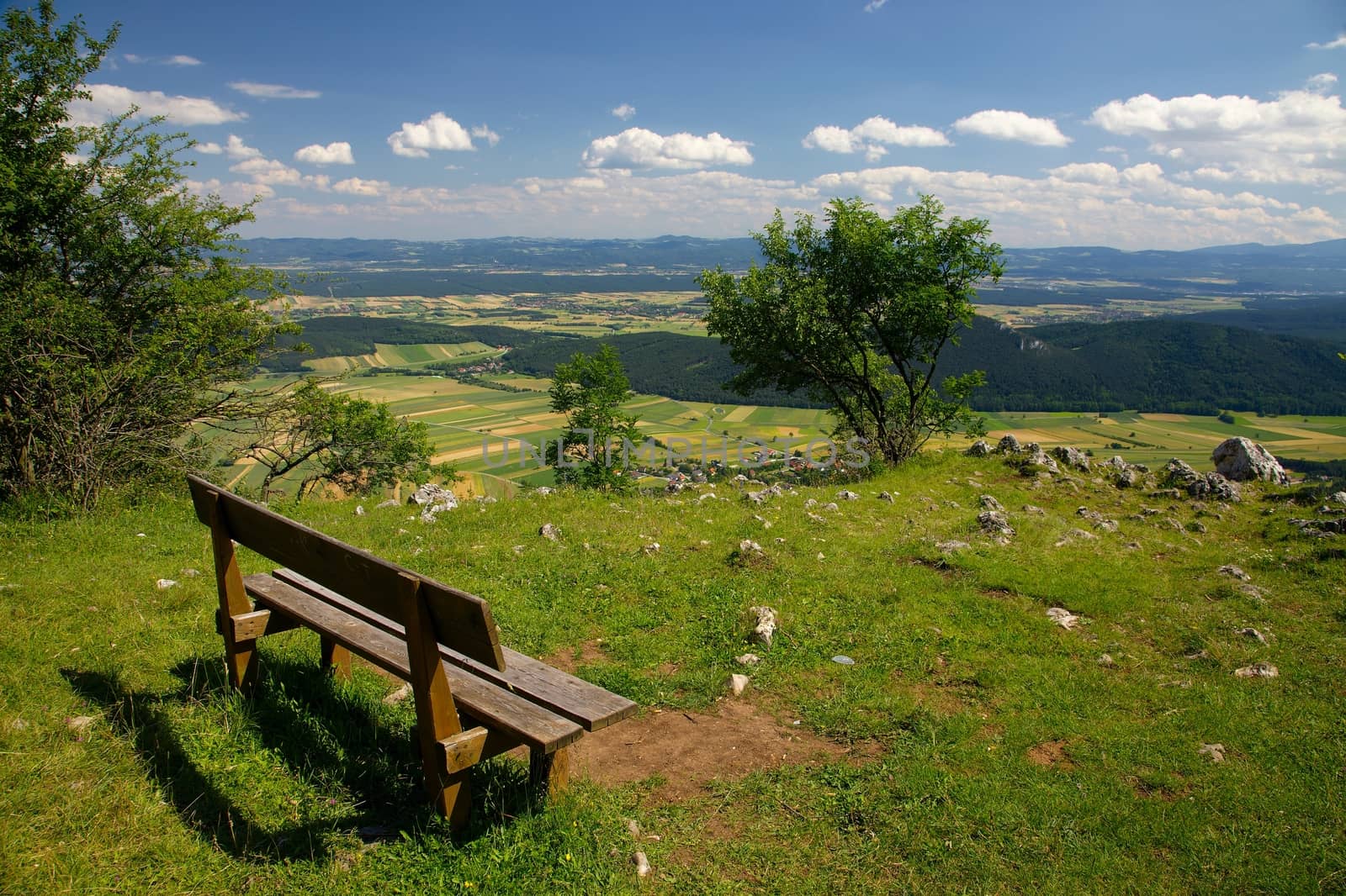 Outdoor bench in a nice mountain area