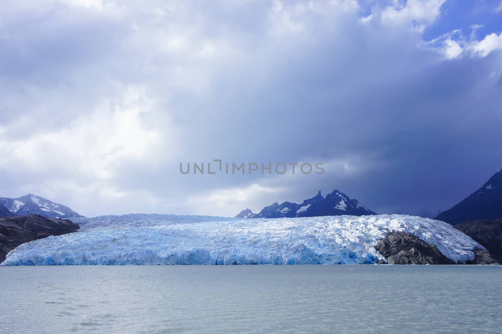 Chile, Torres del Paine National Park.Grey glacier. View from lake boat