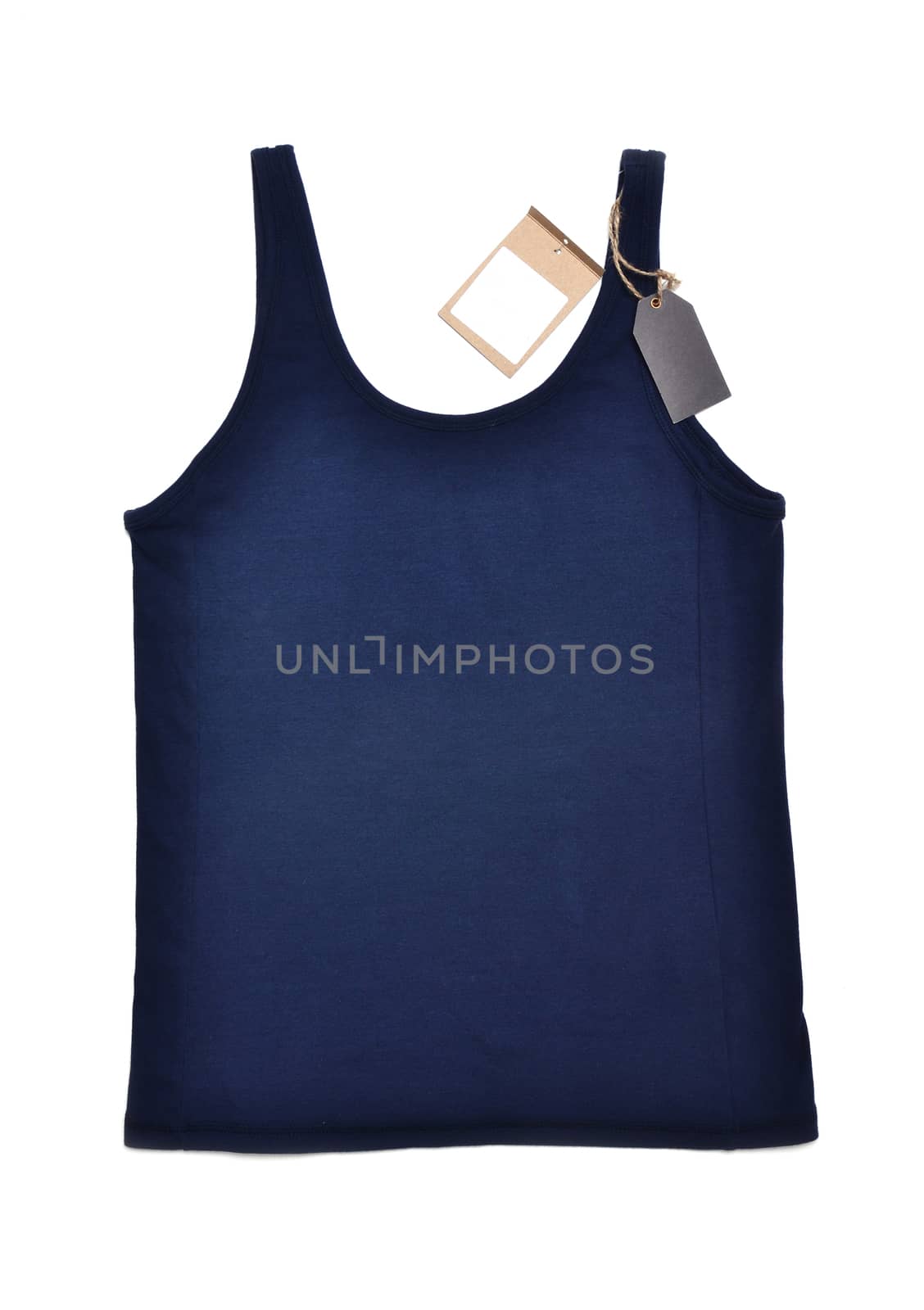 undershirt with price tag on white background