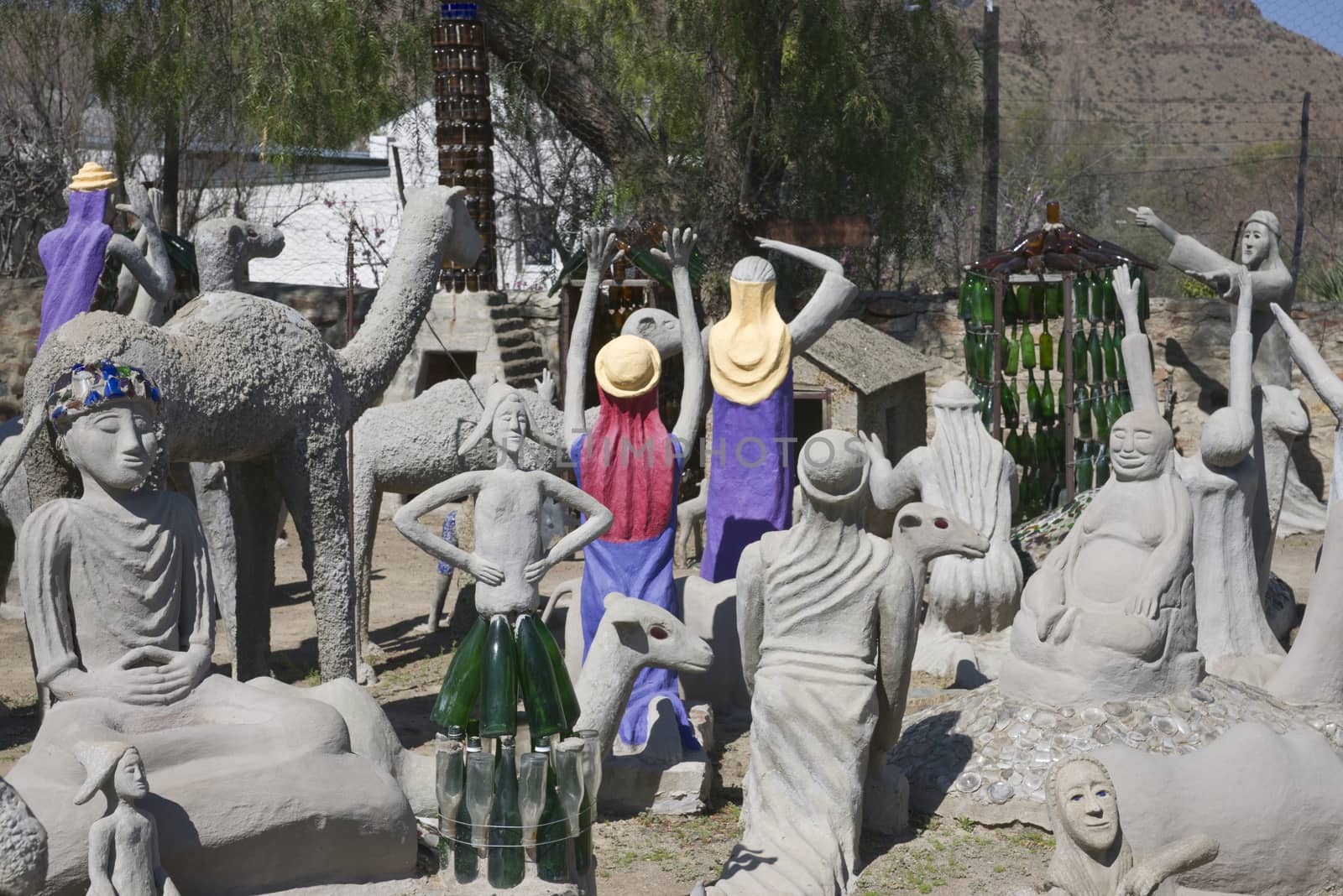 Sculptures at the Owl House Museum in Nieu Bethesda in the Eastern Cape, South Africa