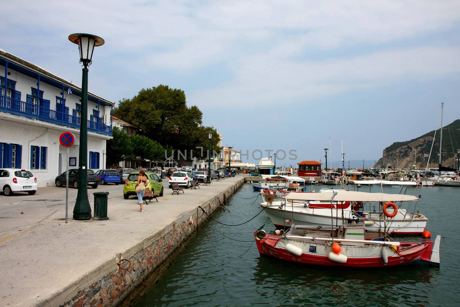 Boats at Skopelos town port,Skopelos island,Greece