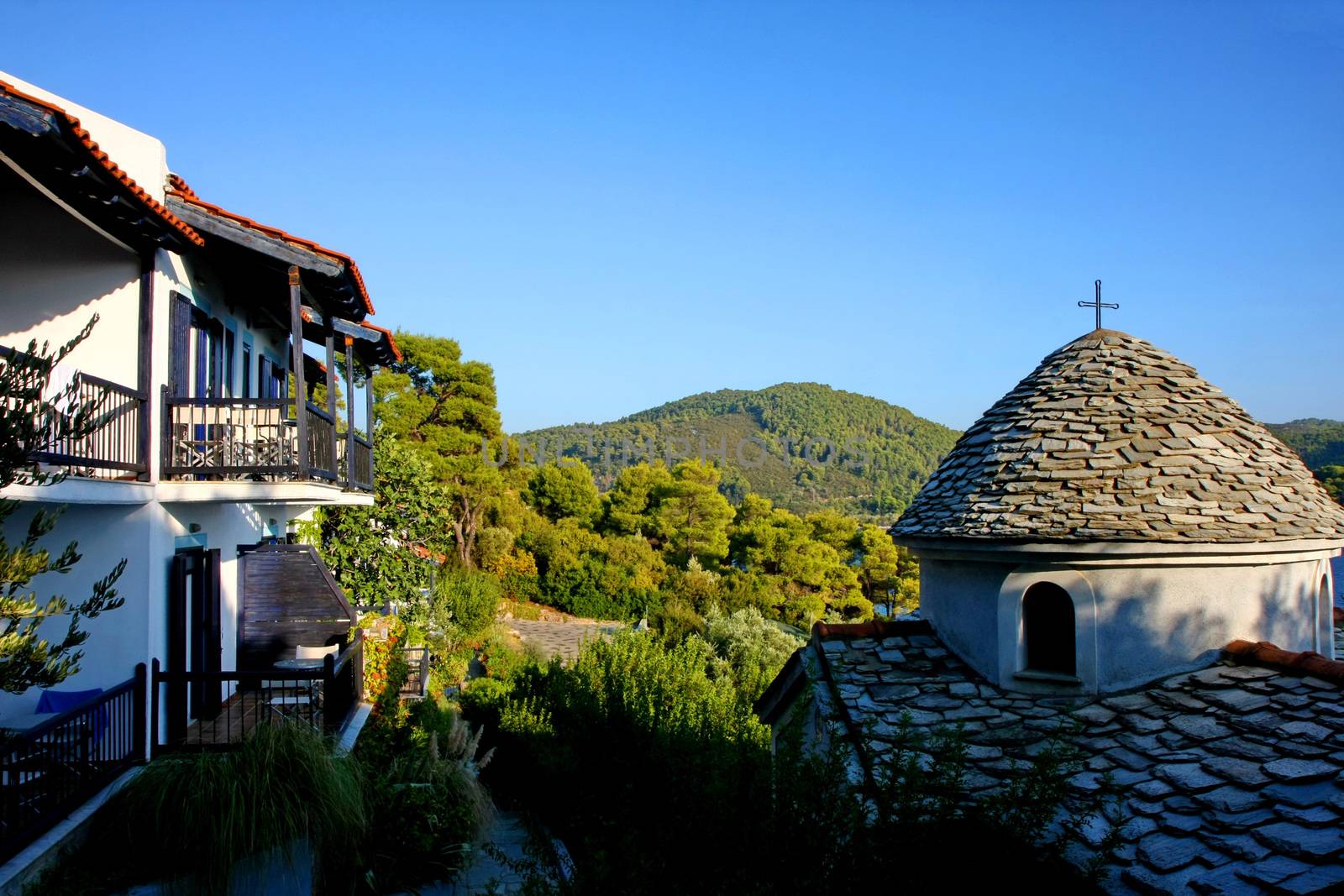 Ortodox church in Adrina beach resort on the Greek island skopelos