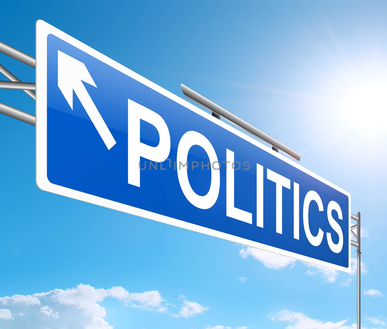 Illustration depicting a sign with a politics concept.