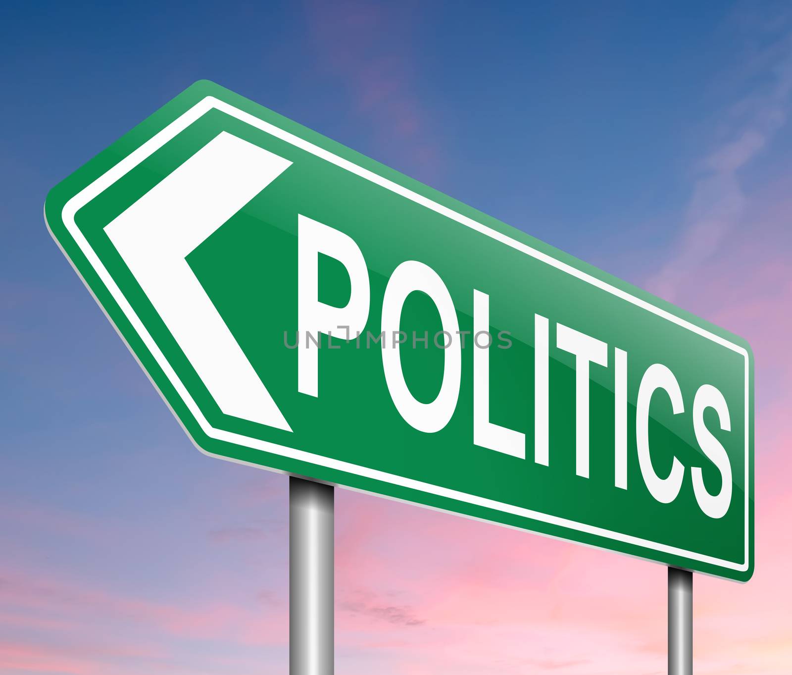 Illustration depicting a sign with a politics concept.