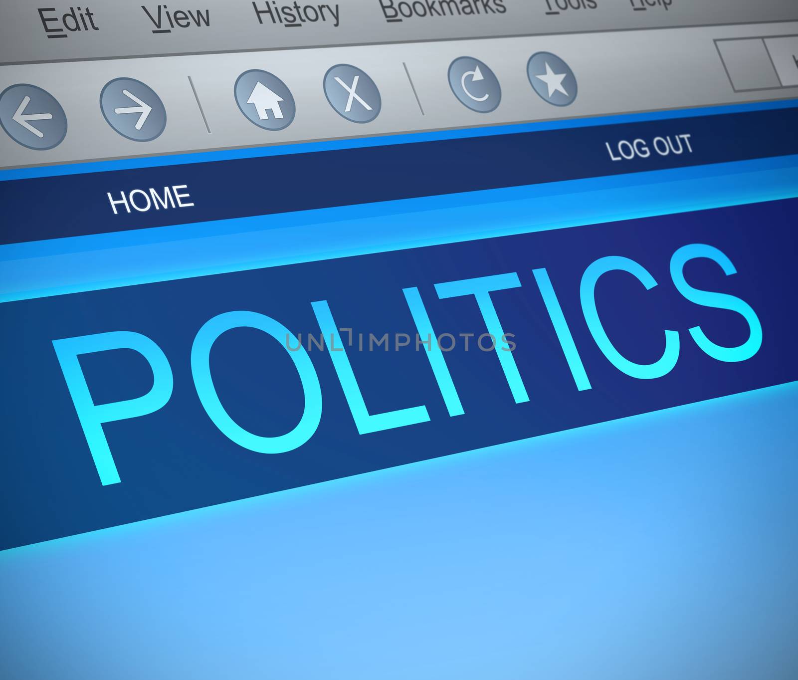Illustration depicting a computer screen capture with a politics concept.