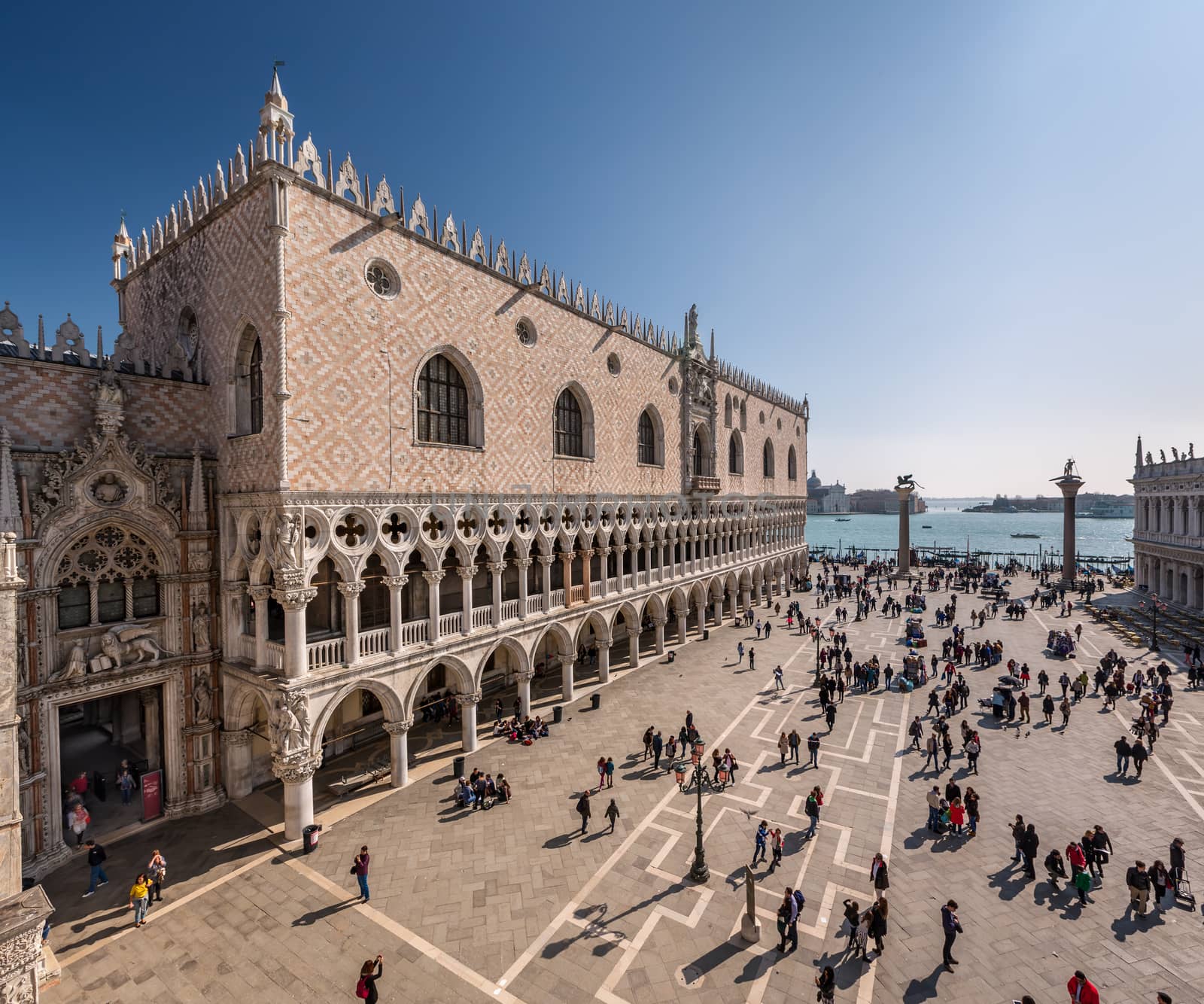 VENICE, ITALY - MARCH 8: Doge's Palace on March 8, 2014 in Venice, Italy. Formerly the residence of the Doge and now a museum, the palace is one of the main landmarks of the city.