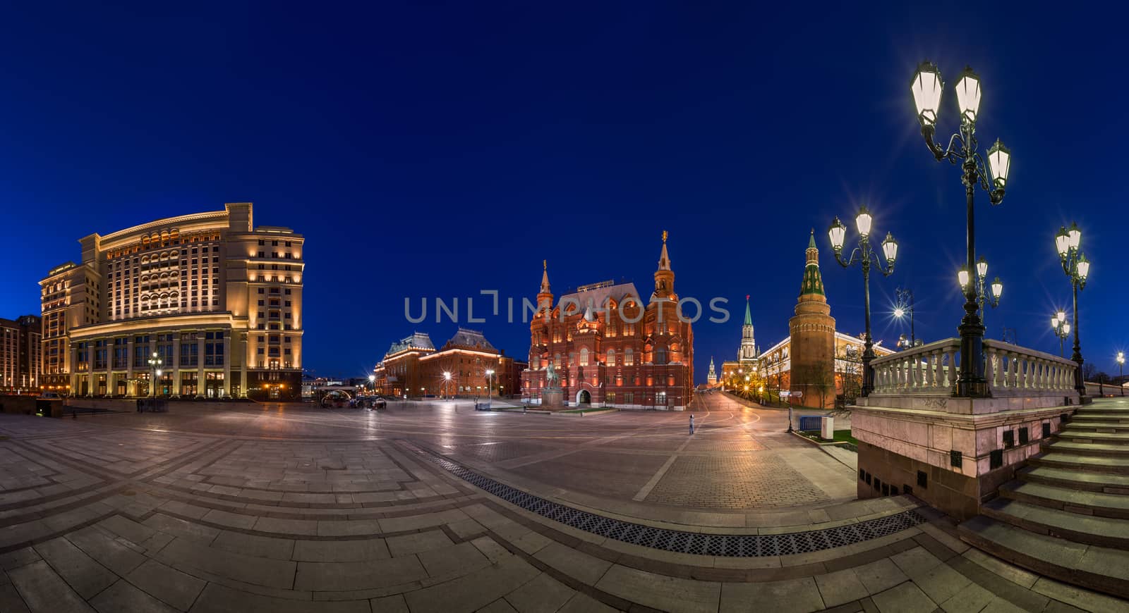 Panorama of Manege Square and Moscow Kremlin in the Evening, Mos by anshar