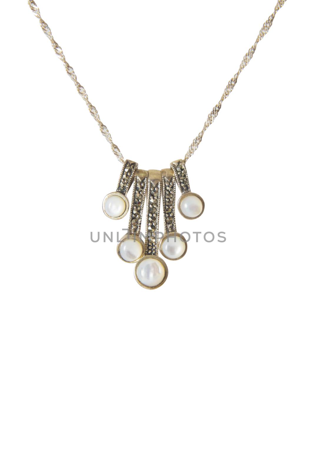 Silver necklace isolated on the white background  by cocoo