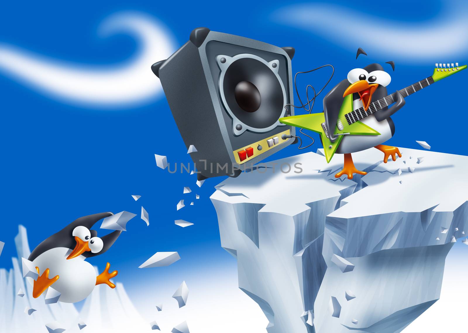 Loud penguin rockstar by stokkete