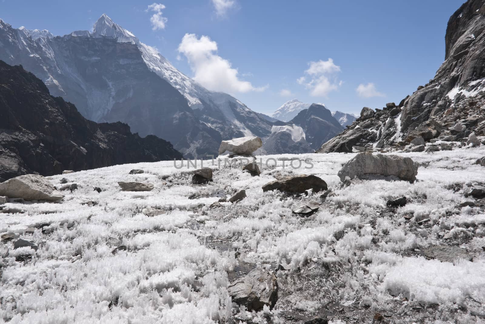 Glacier in the high altitude pass (Cho La - 5330m) between Everest Base Camp and Gokyo in the Himalaya Mountains of Nepal