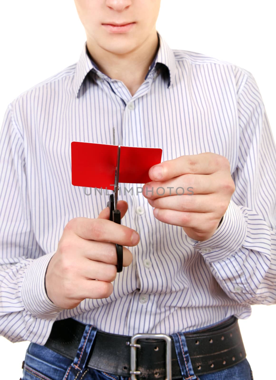 Teenager cutting a Credit Card by sabphoto