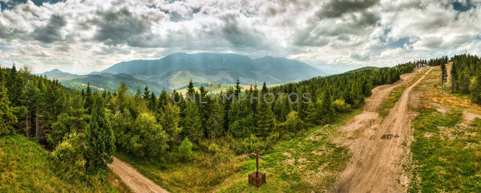 view from outlook tower towards Bachledova Dolina and Belianske Tatry