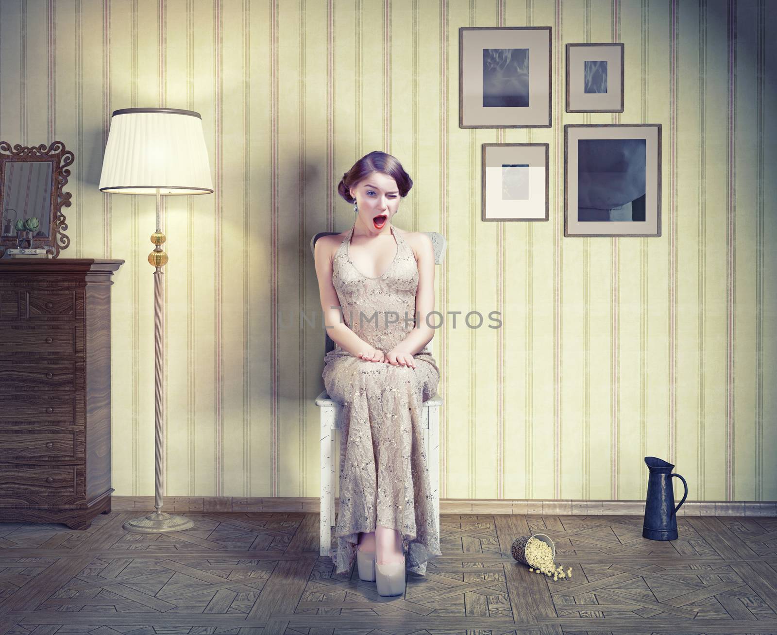 woman in the vintage interior by vicnt