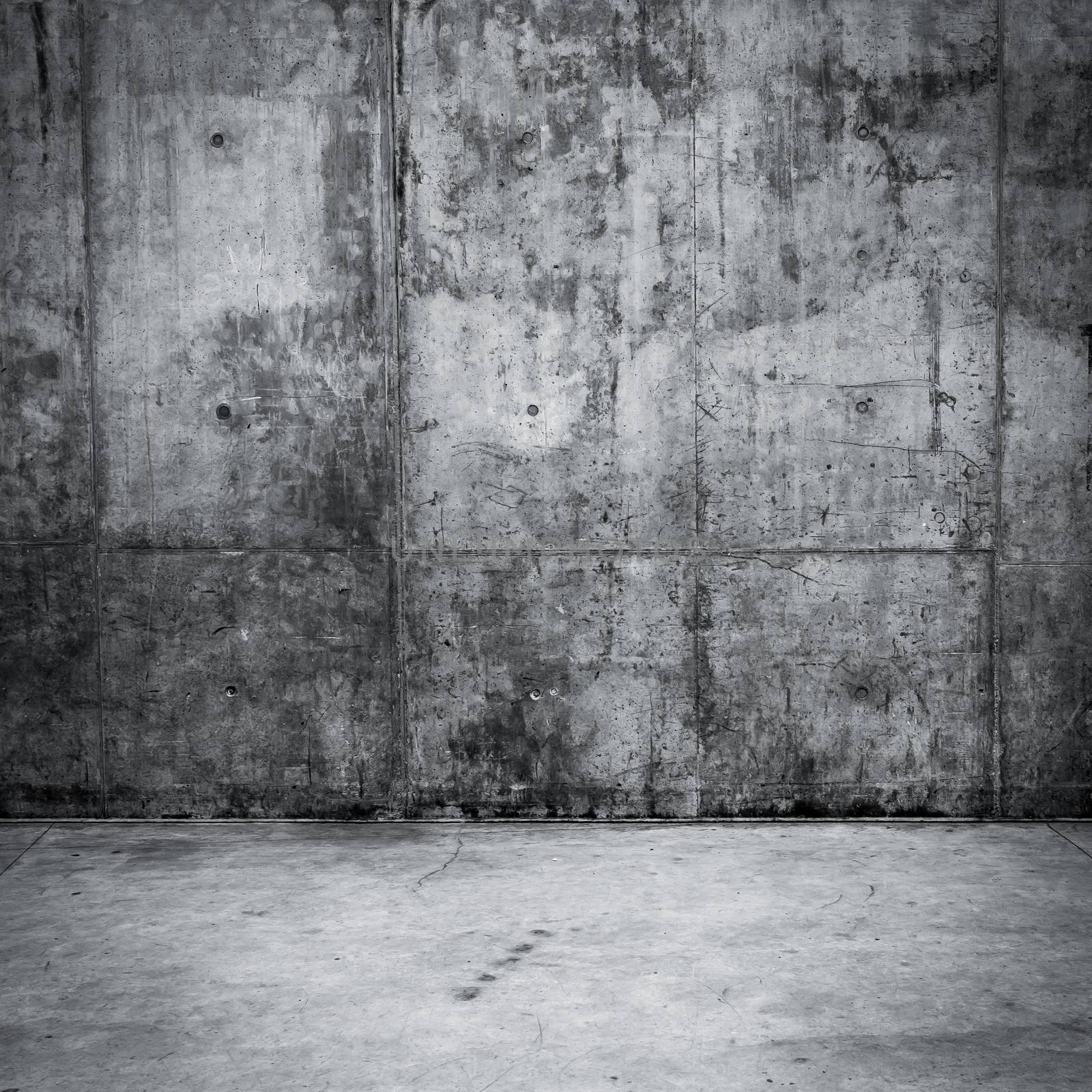 Grungy concrete wall and stone floor room as background