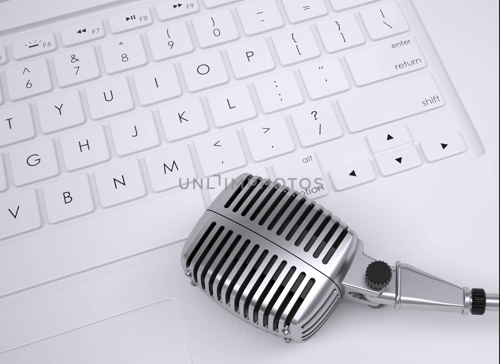 Old microphone on the keyboard by cherezoff