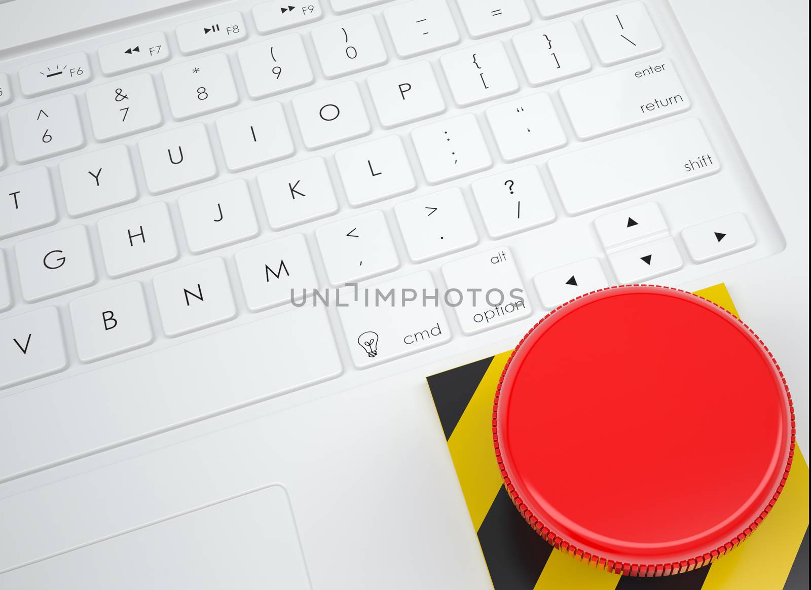 Danger button on the keyboard. View from above