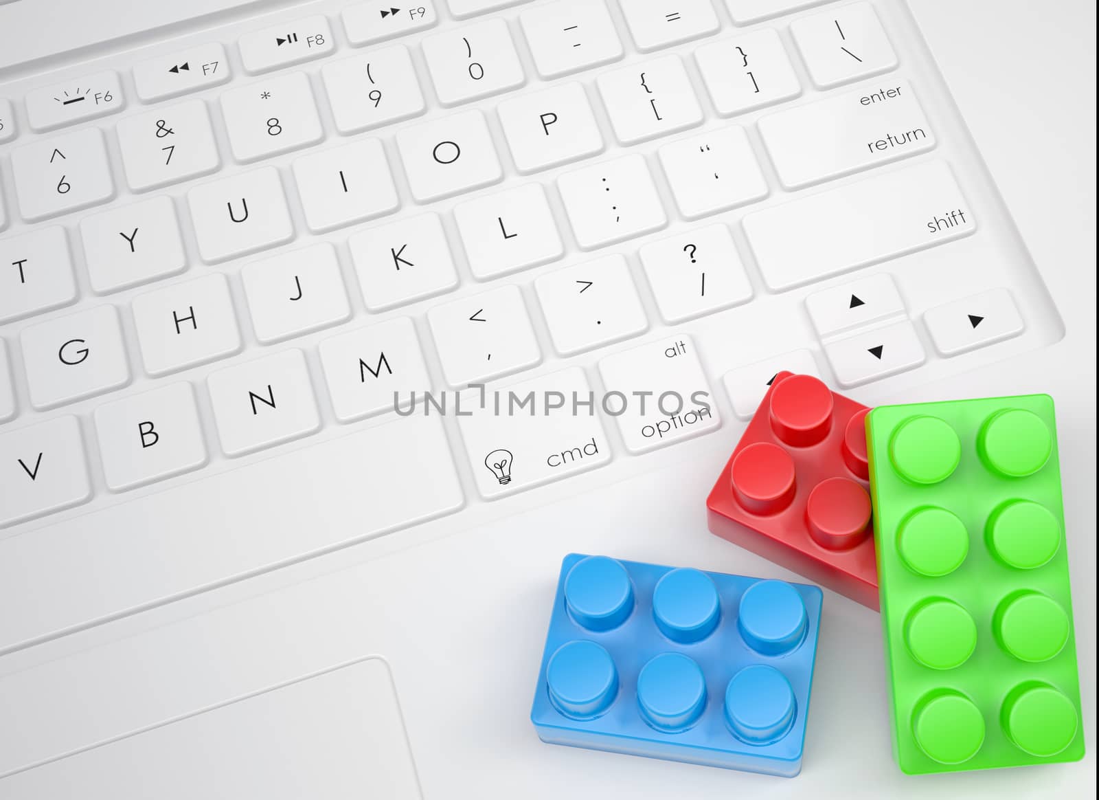 Toy bricks on the keyboard by cherezoff