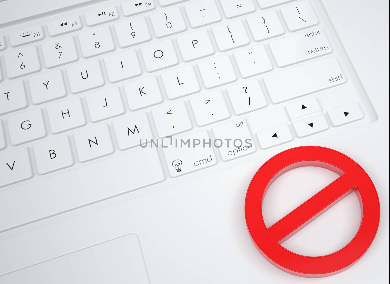 Red stop sign on the keyboard by cherezoff