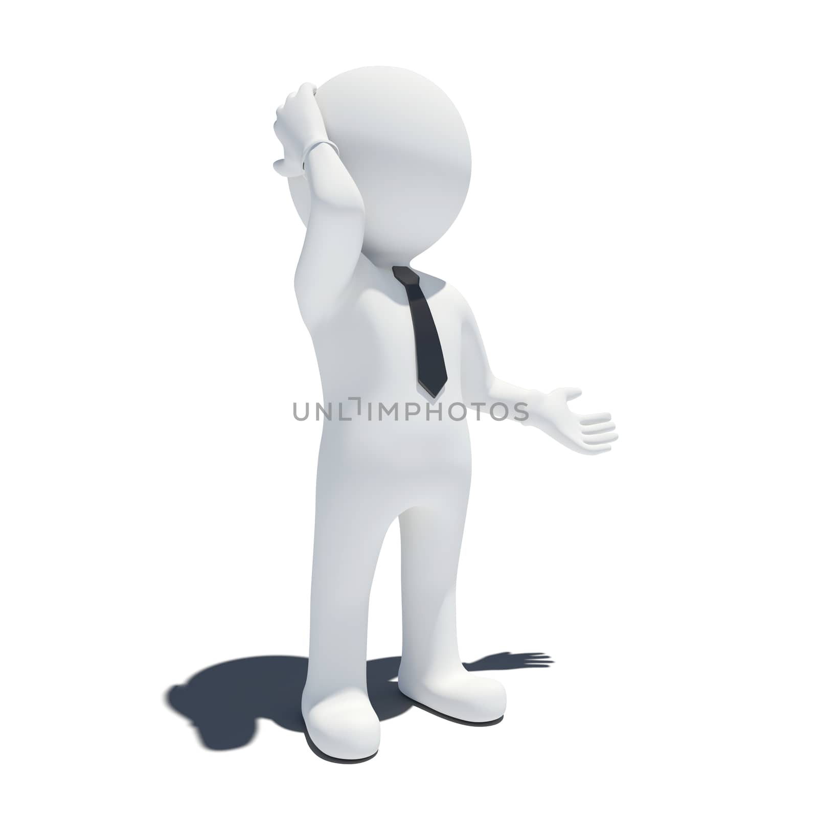 3d white pensive man by cherezoff