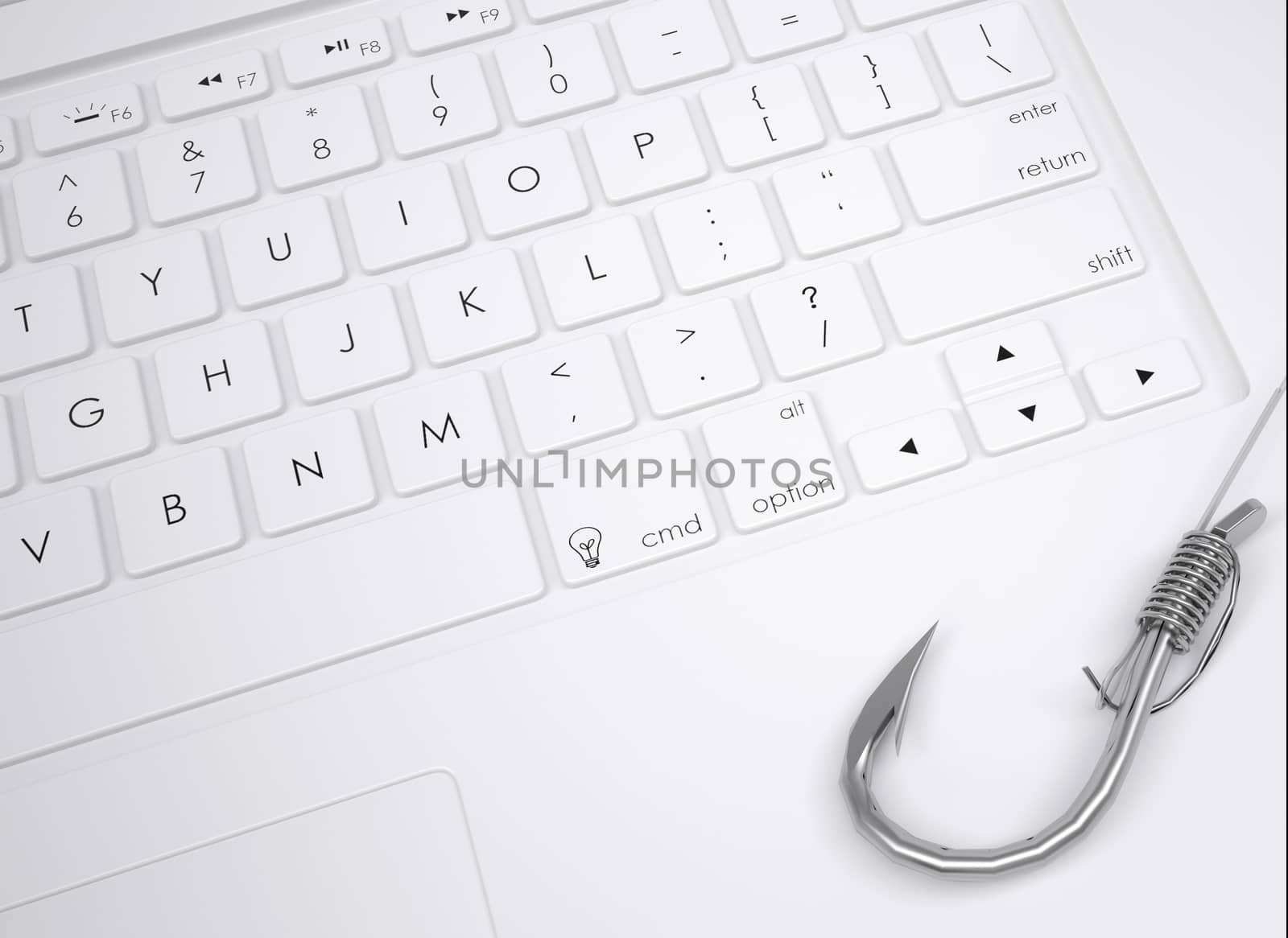 Fish hook on the keyboard by cherezoff
