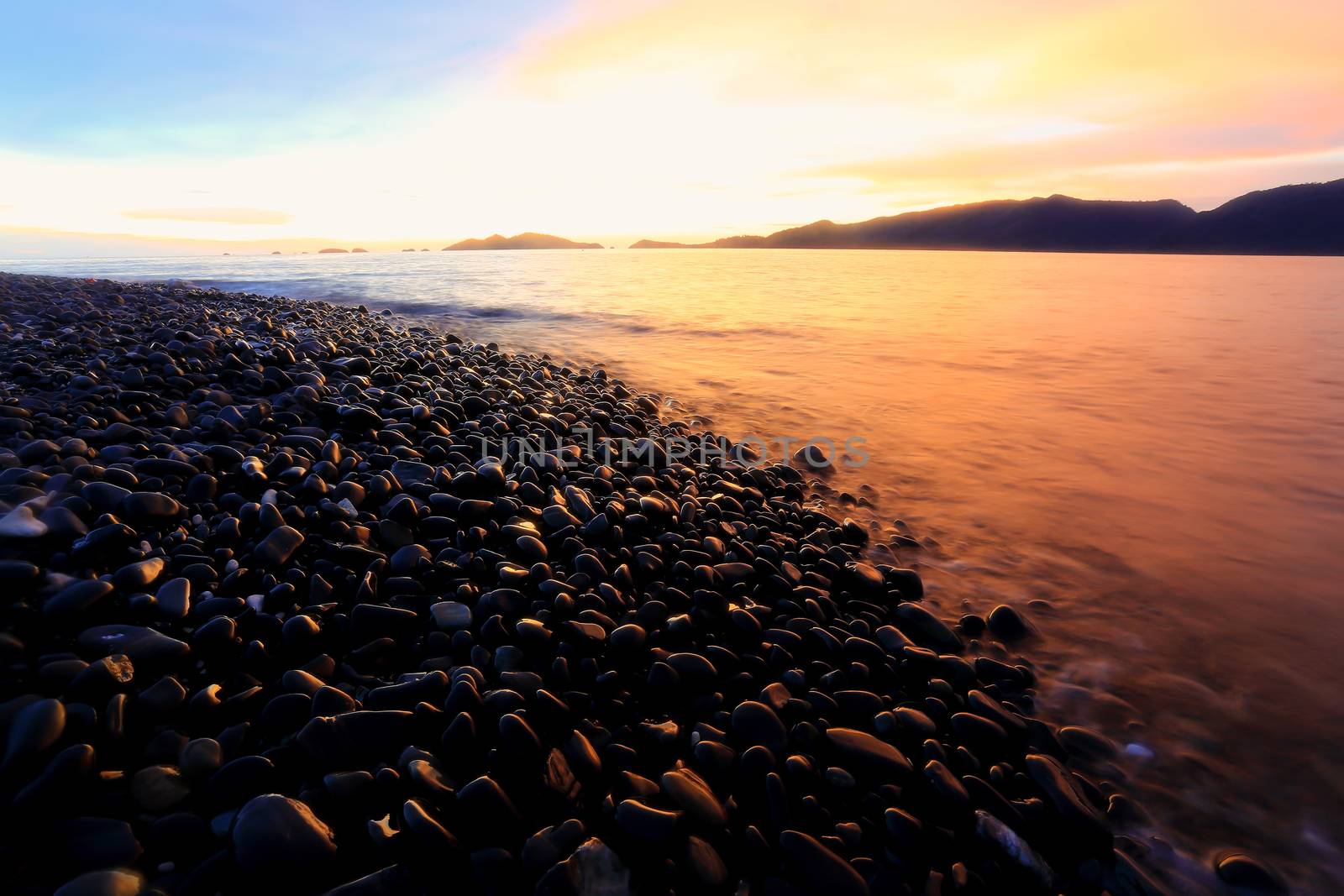 Twilight:An island of smooth polished rocks in formation, a tourist attraction near Koh Lipe (aka Ko Lipeh)