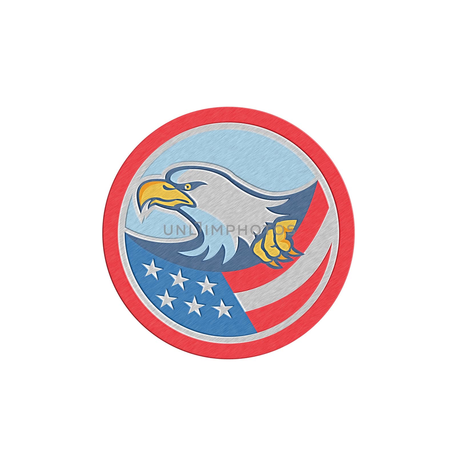 Metallic American Bald Eagle Clutching Flag Circle Retro by patrimonio