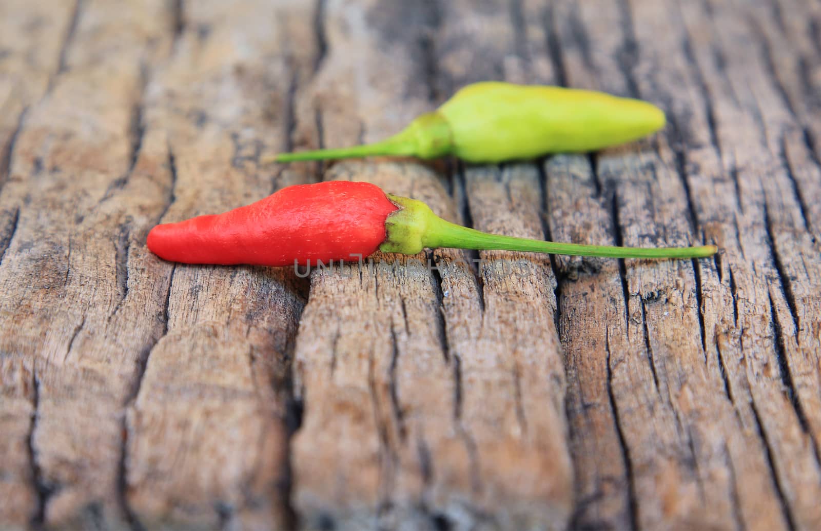 Hot chili pepper on old wooden background