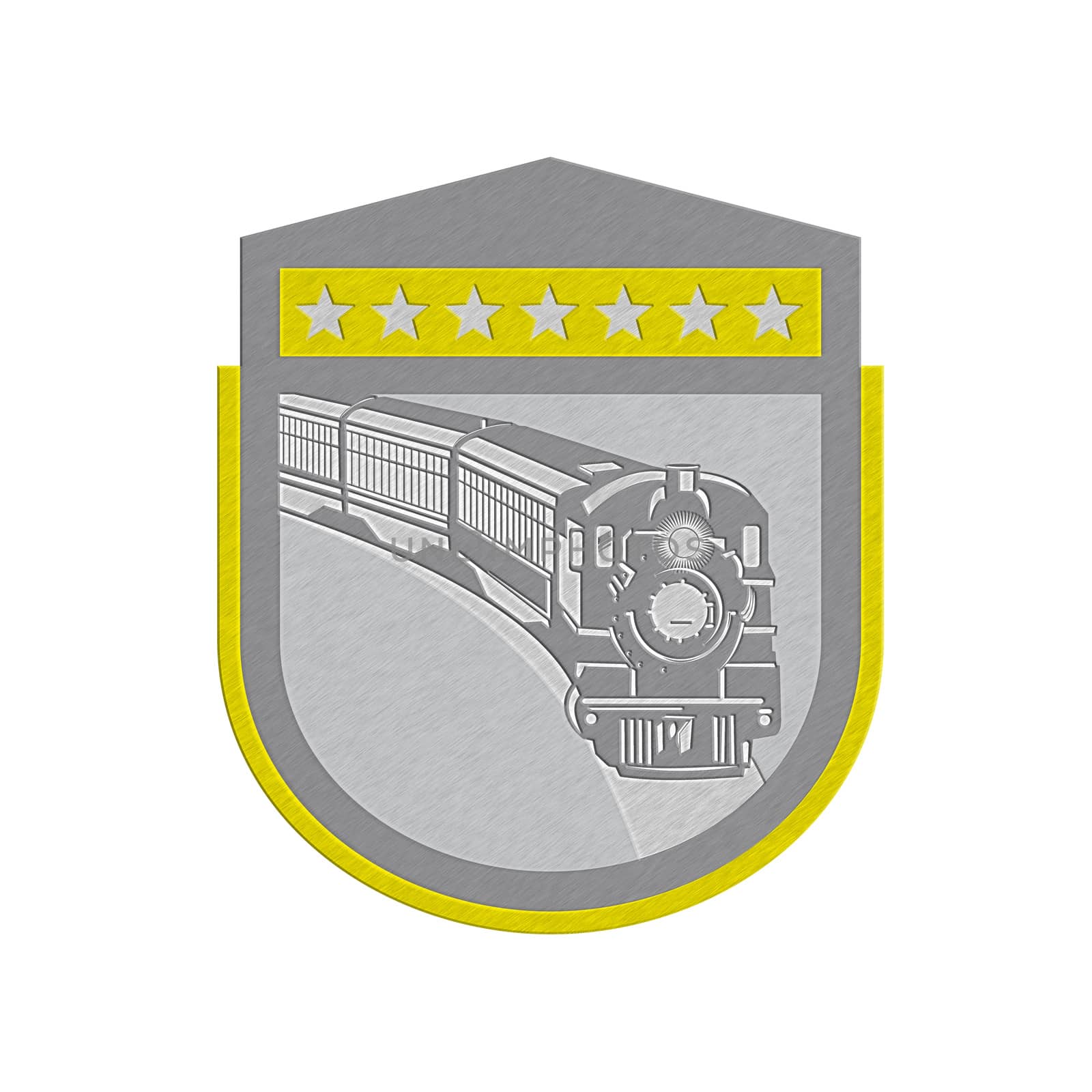 Metallic Steam Train Locomotive Retro Shield by patrimonio