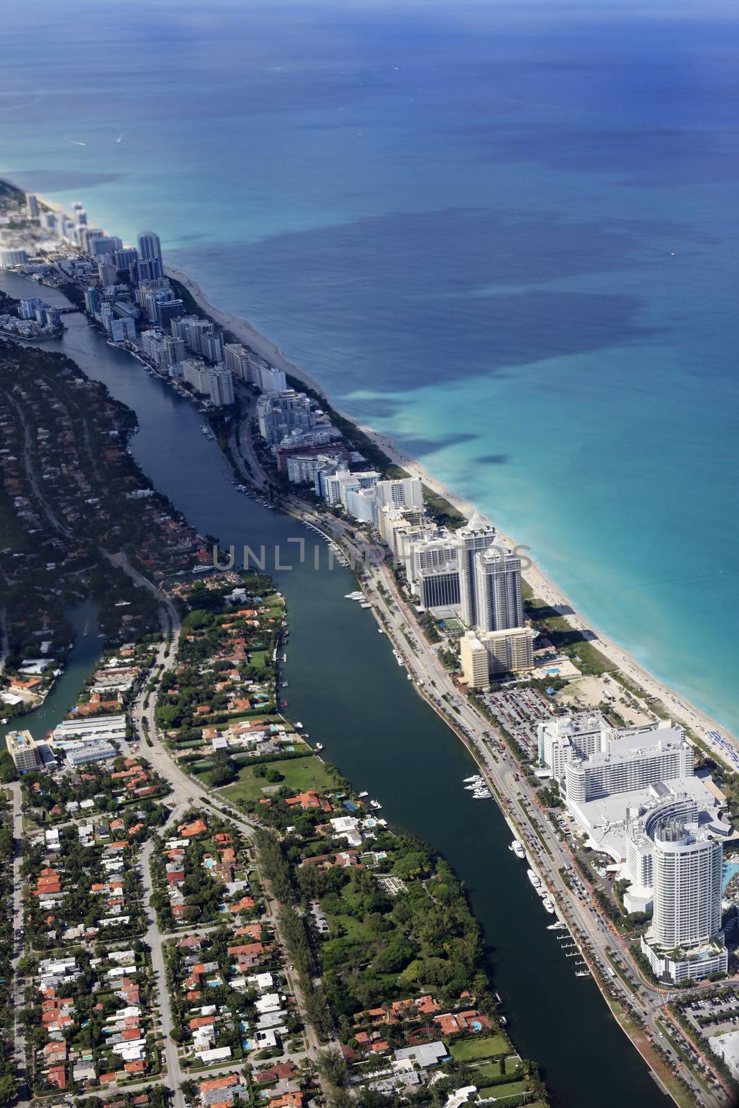 Miami coastline seen from high altitude