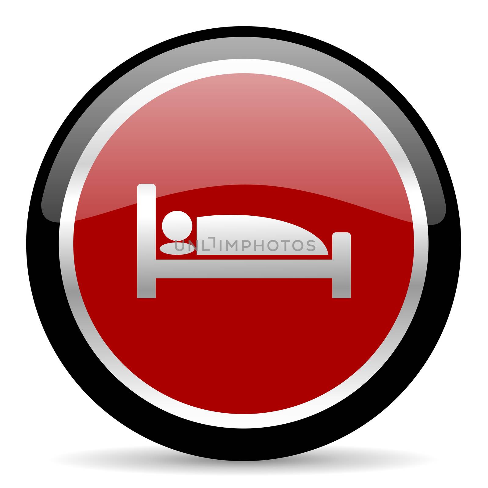red glossy web button on white background