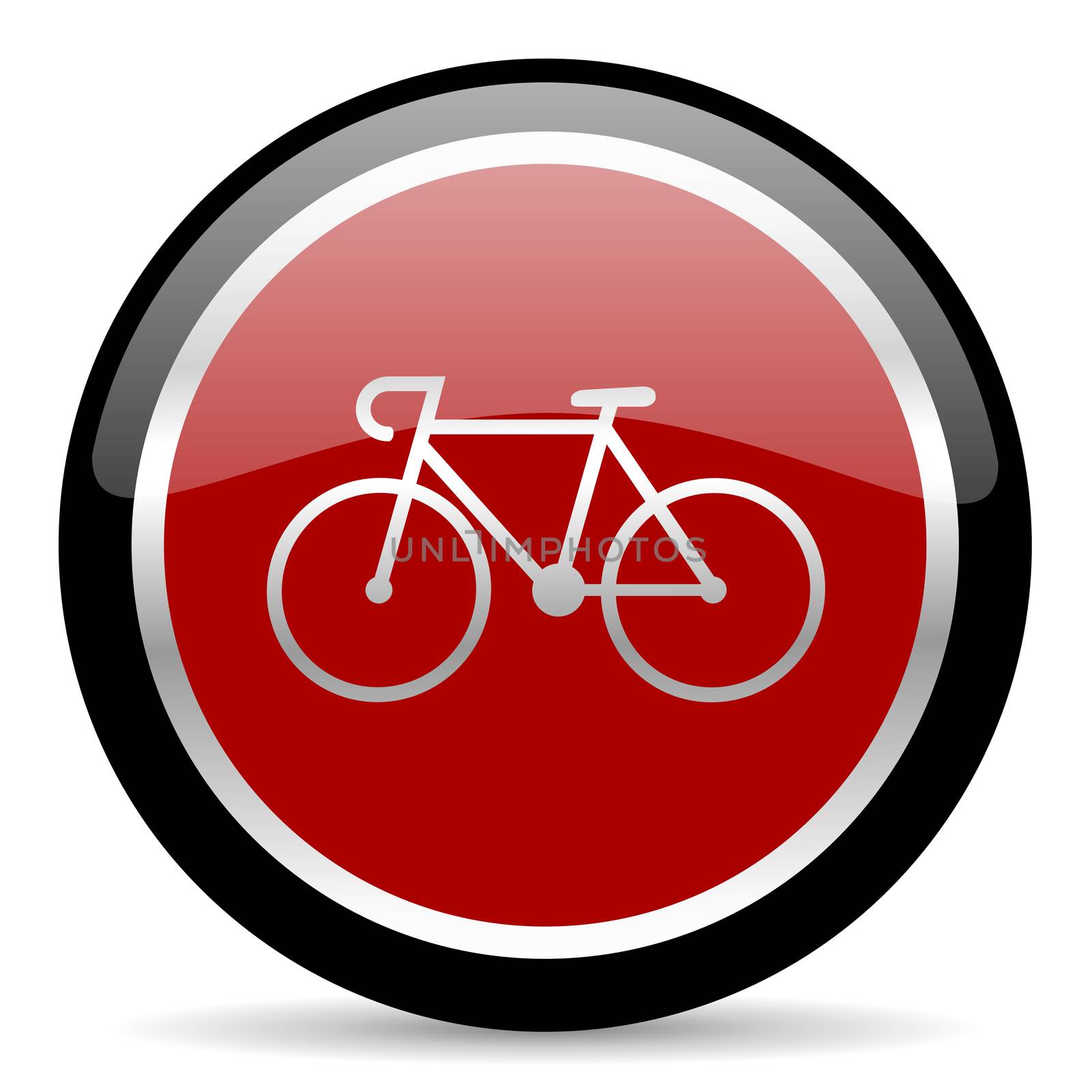 red glossy web button on white background