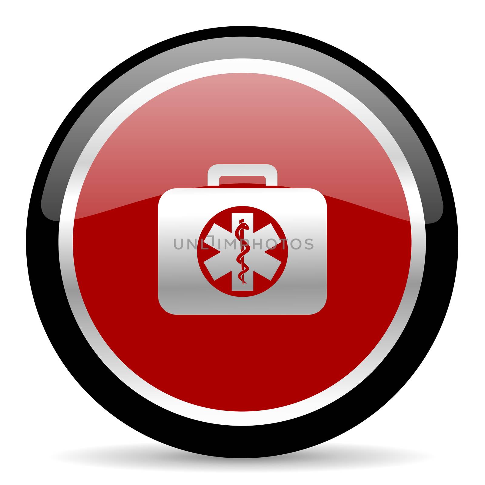 red glossy web button on white background