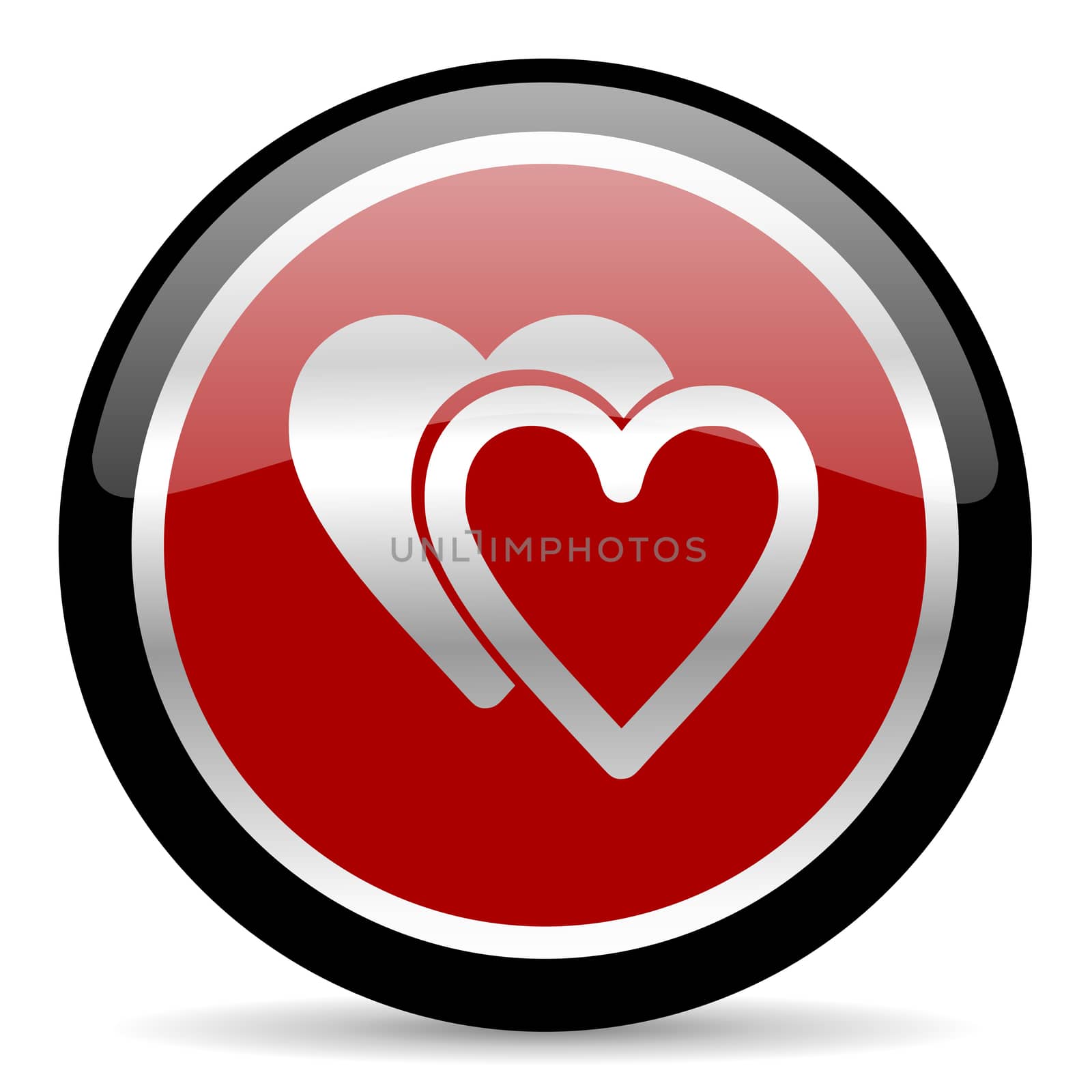 red glossy web button on white background