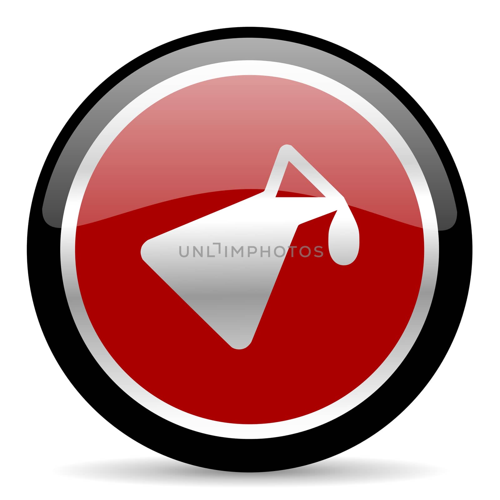red glossy web button on white background