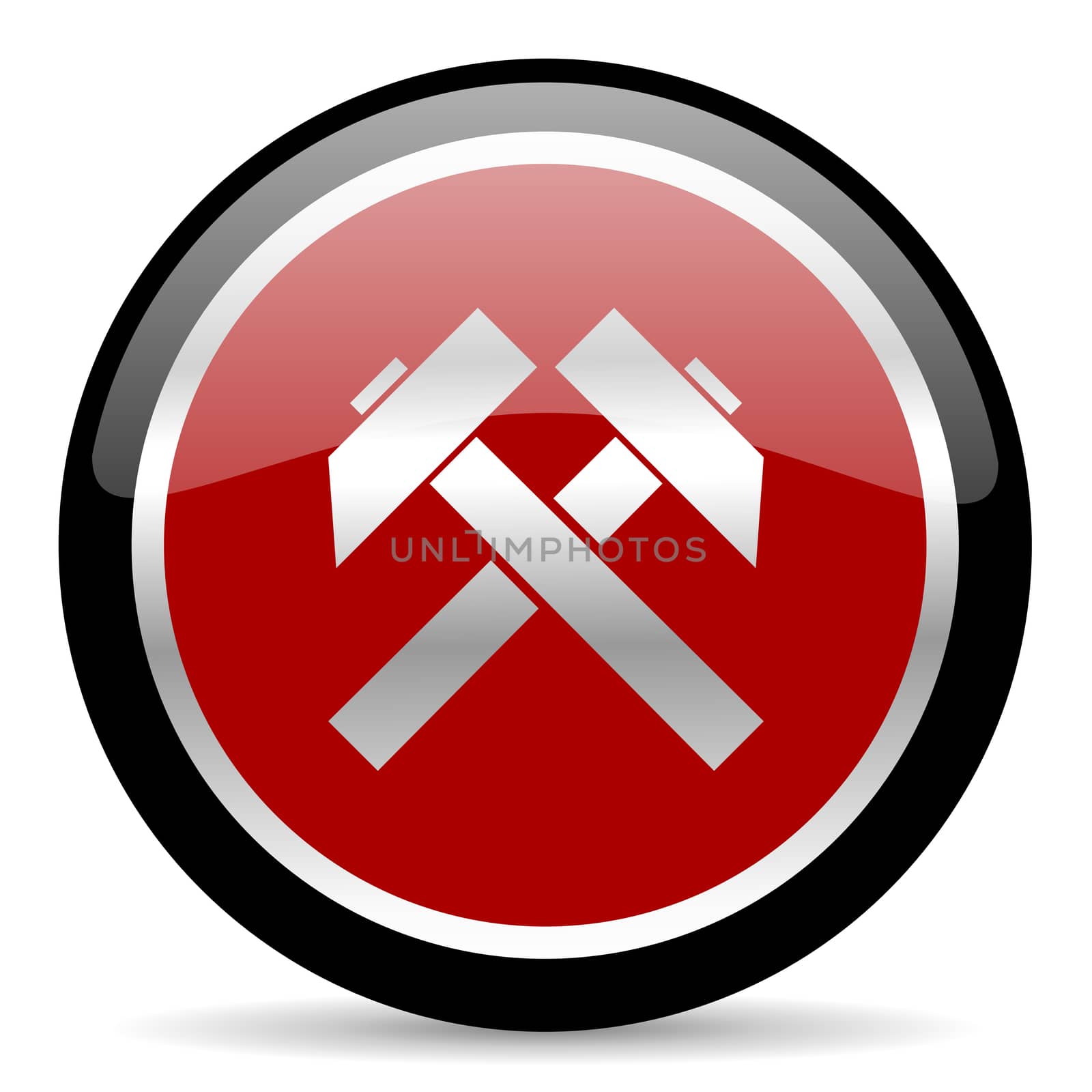 red glossy web button on white background