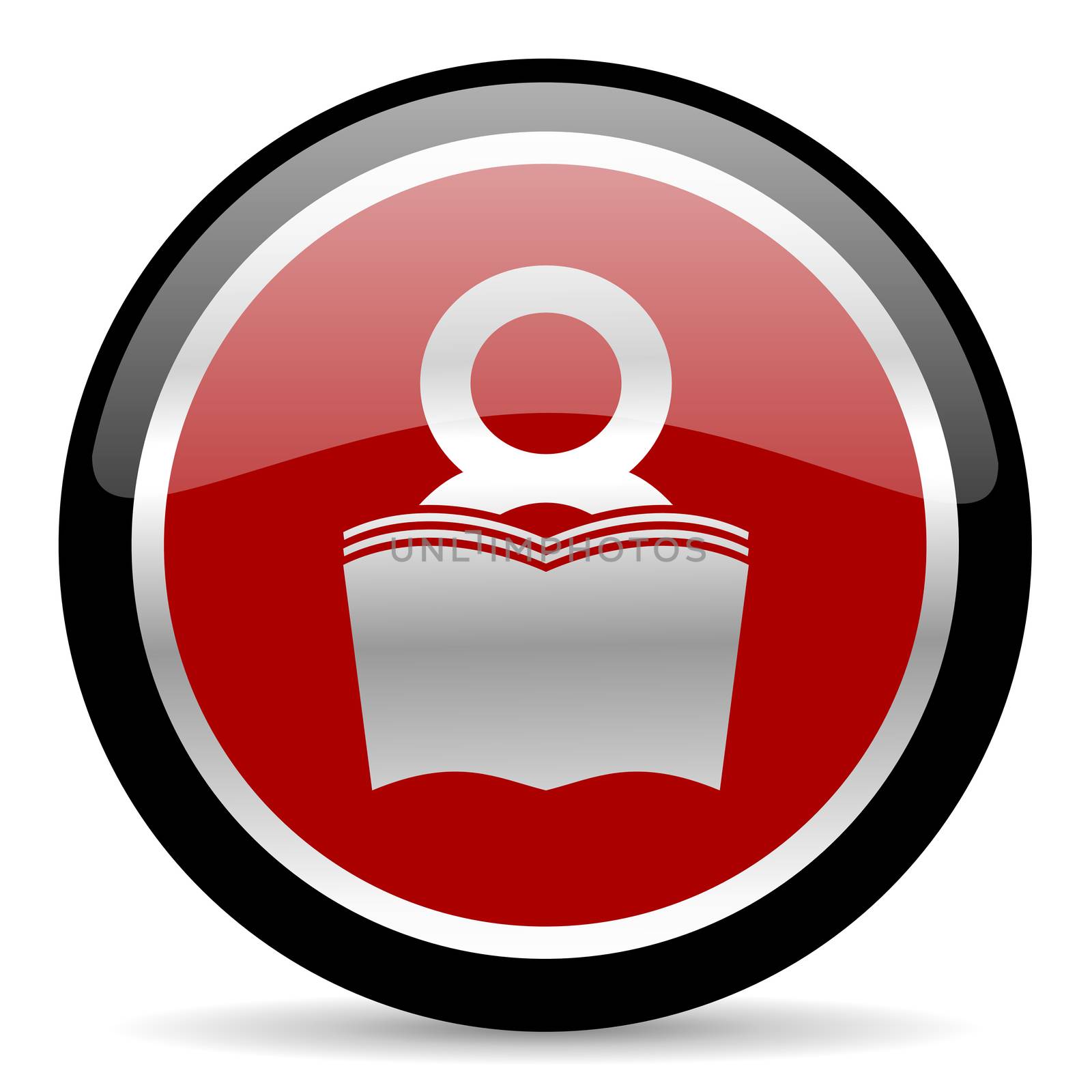 red glossy web button on white background
