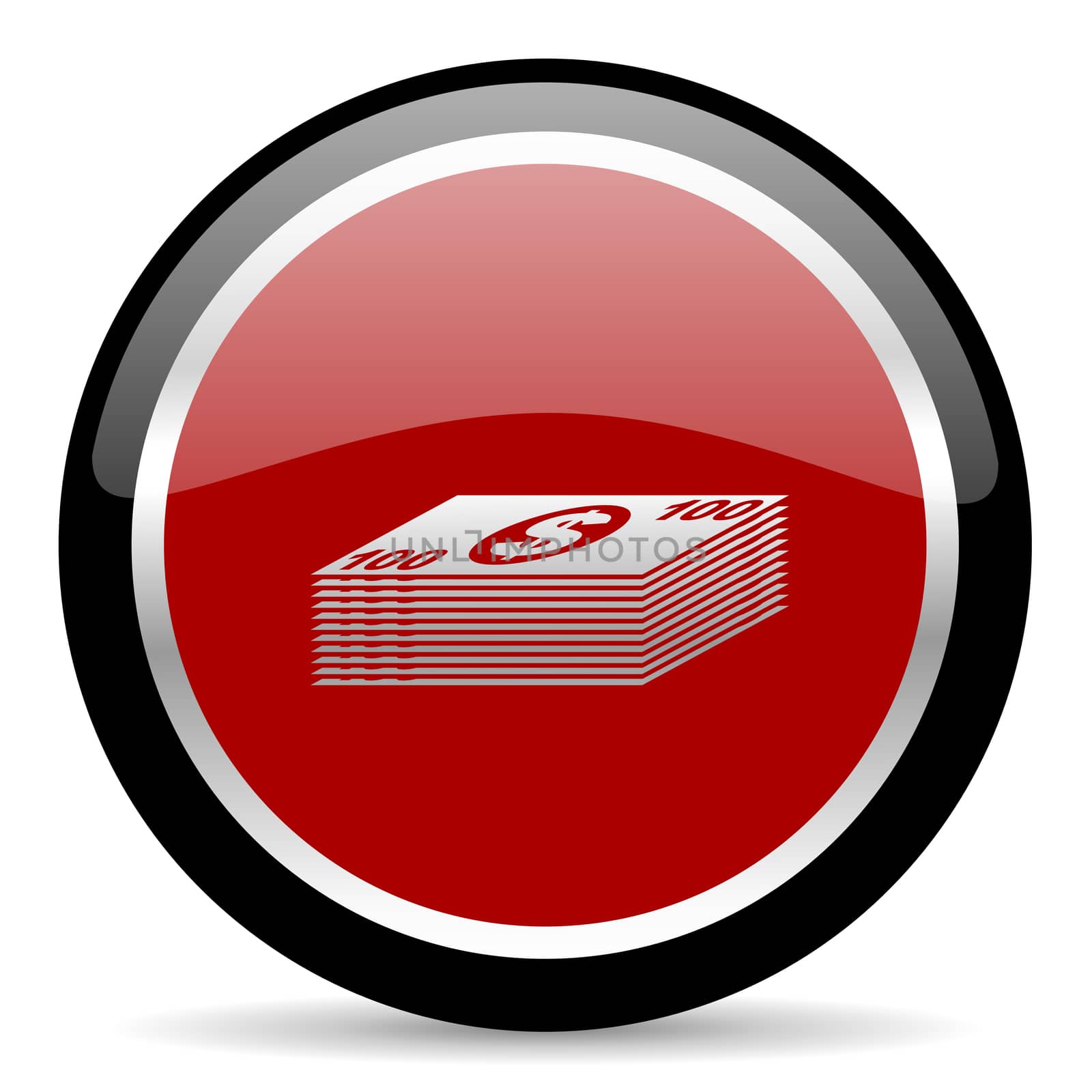 red glossy web button on white background