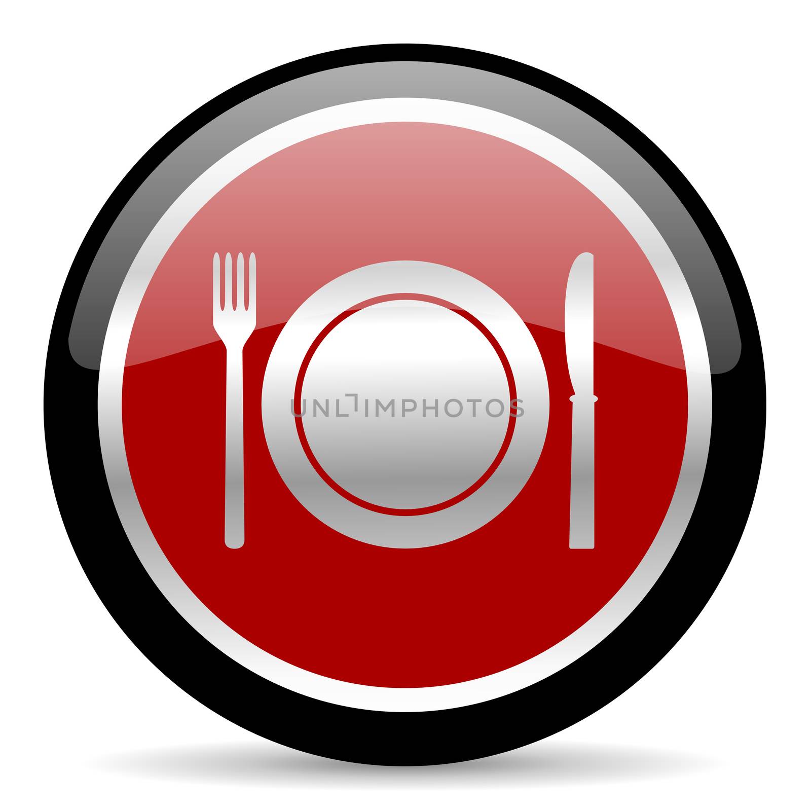 red glossy web button on white background
