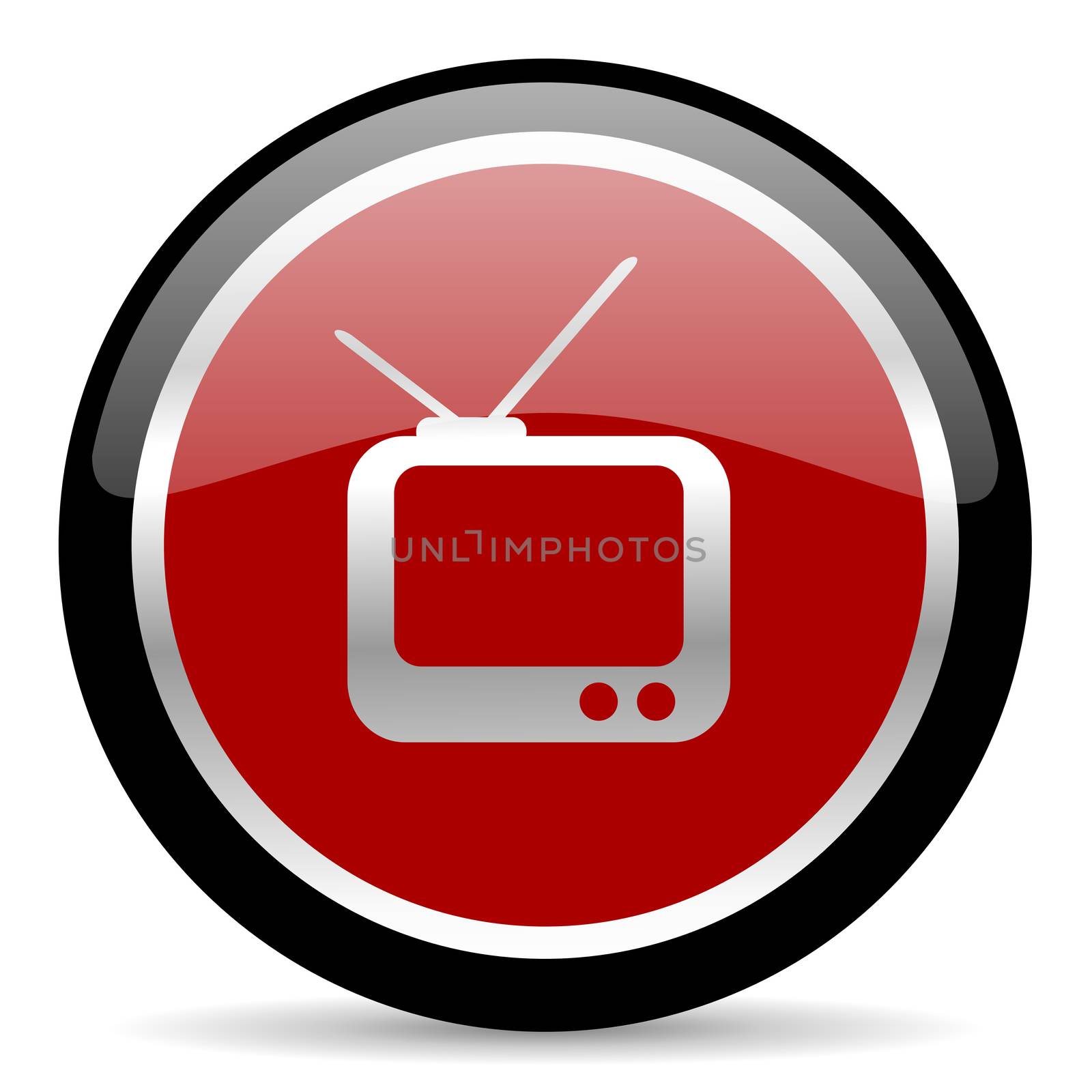 red glossy web button on white background