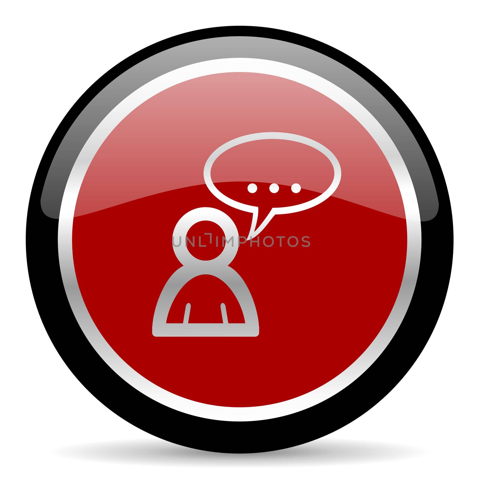 red glossy web button on white background