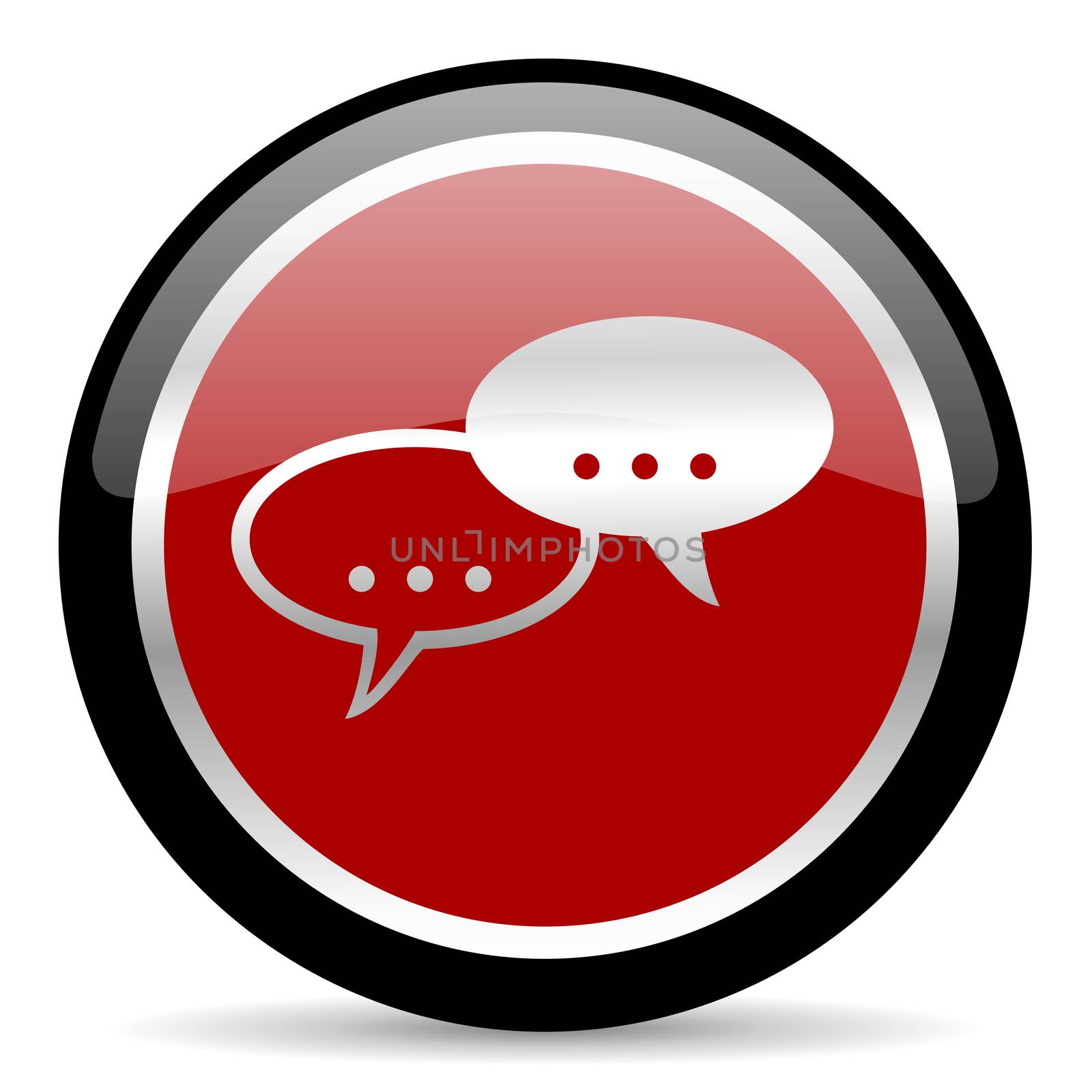 red glossy web button on white background