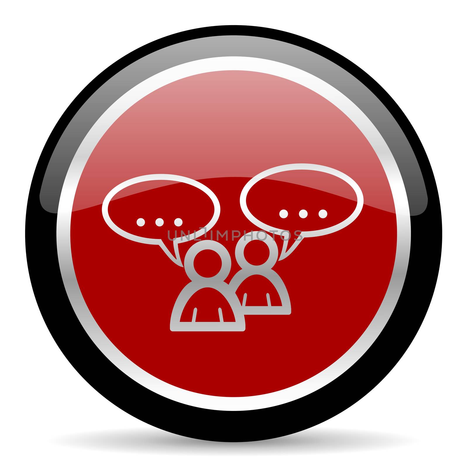 red glossy web button on white background