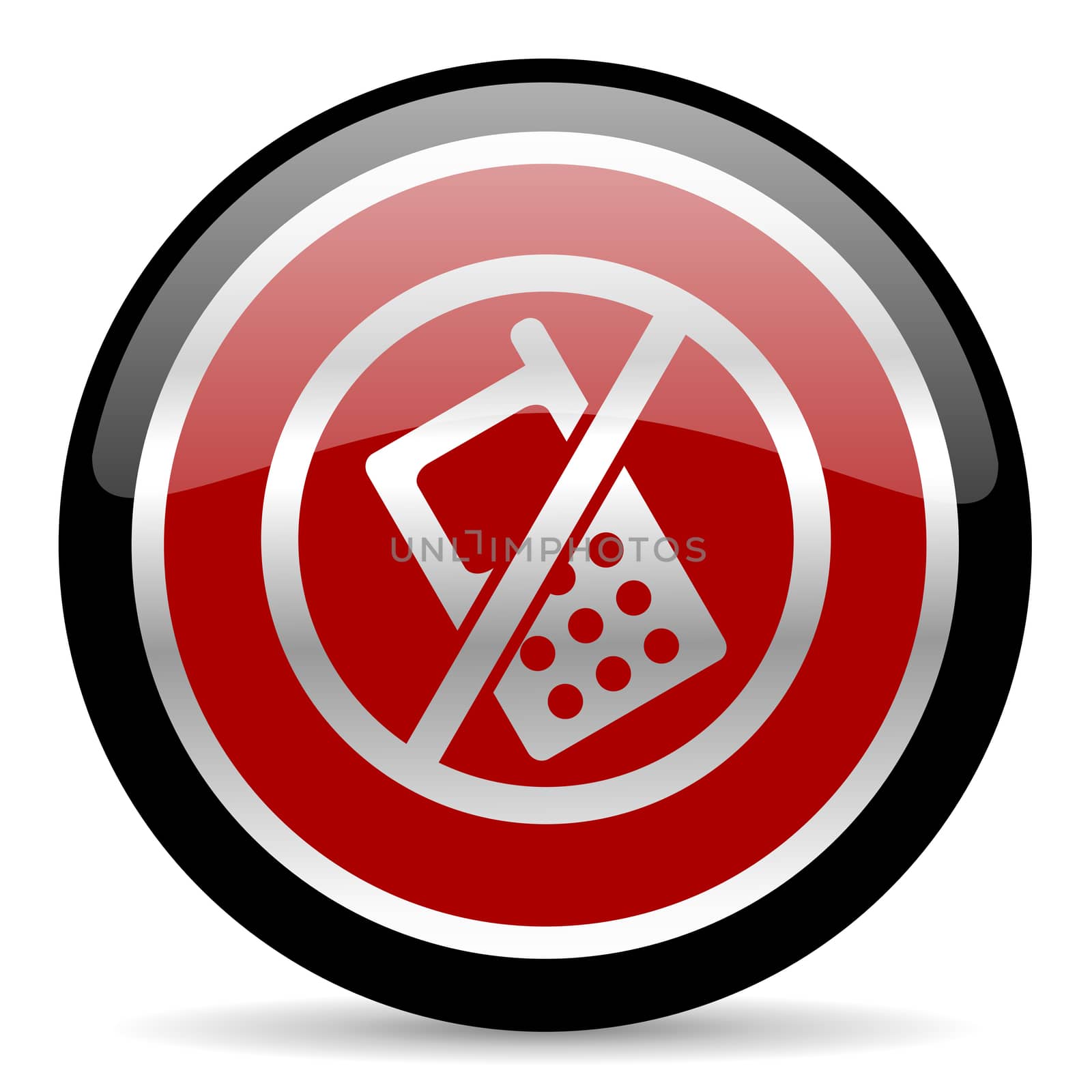 red glossy web button on white background