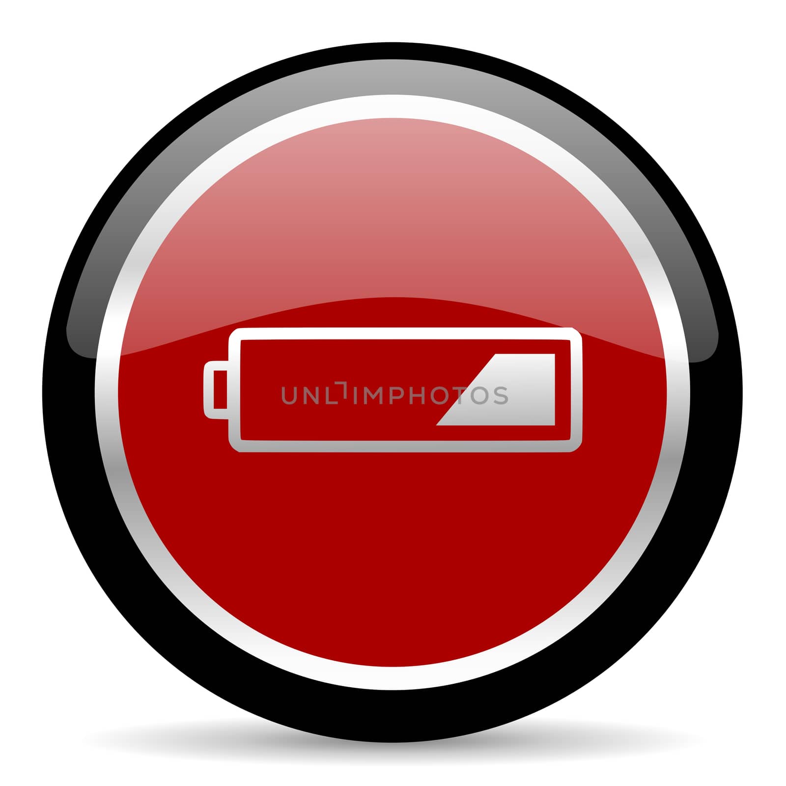 red glossy web button on white background